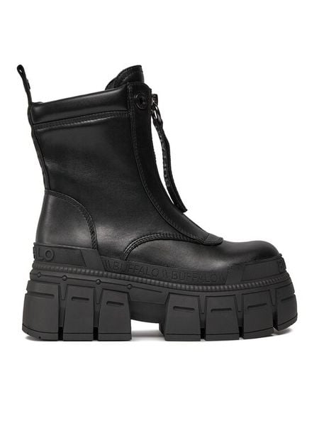 Buffalo Botki Gospher Zip Boot BN1622350 Czarny. Czarne botki damskie Buffalo, bez wzorów, ze skóry, bez obcasa, na płaskiej podeszwie, bez zapięcia. Za 779.99 zł.