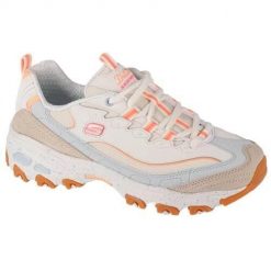 Buty sportowe Sneakersy damskie Skechers D'Lites - Bold Views. Białe obuwie sportowe damskie Skechers, bez wzorów, z materiału, bez zapięcia, trekkingowe, Skechers Sport. Za 418.00 zł.
