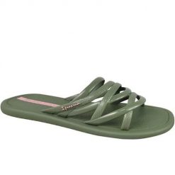 Klapki damskie Ipanema Meu Sol Slide. Zielone klapki damskie Ipanema, bez wzorów, z materiału, bez obcasa, bez zapięcia. Za 82.99 zł.