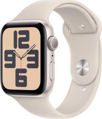 Smartwatch Apple Watch SE 2023 GPS 44mm Starlight Alu Sport M/L Beżowy (MRE53QI/A). Brązowe zegarki smartwatch Apple, bez wzorów. Za 1,296.64 zł.