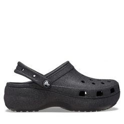 Klapki Crocs. Czarne klapki damskie Crocs, bez wzorów, bez obcasa, bez zapięcia. Za 289.99 zł.