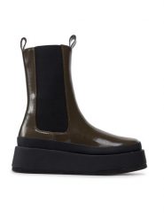 DeeZee Botki ZALY21025-8 Zielony. Zielone botki damskie DeeZee, bez wzorów, ze skóry, bez obcasa, na płaskiej podeszwie, bez zapięcia. Za 219.99 zł.