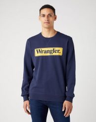 WRANGLER SEASONAL CREW MĘSKA BLUZA BEZ KAPTURA NIEROZPINANA NAVY W6F3I3114. Niebieskie bluzy męskie Wrangler, m, bez wzorów, bez ramiączek, bez kaptura. Za 149.99 zł.
