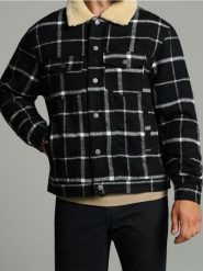 Kurtka katana w kratę - czarny. Czarne kurtki męskie Sinsay, l, bez wzorów, bez kaptura. Za 119.99 zł.