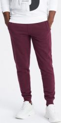 Ombre Męskie dresowe spodnie bawełniane joggery BASIC bordowe V3 OM-PABS-0174 L. Czerwone spodnie sportowe męskie Ombre, l, bez wzorów, z bawełny. Za 129.99 zł.
