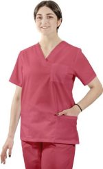 Visent BLUZA MEDYCZNA DAMSKA BLUZA LEKARSKA malinowy XXXL. Różowe bluzy damskie Visent, bez wzorów, bez ramiączek, bez kaptura. Za 59.99 zł.