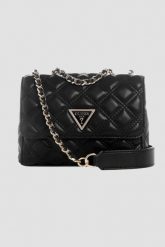 GUESS Czarna torebka damska Giully II Mini. Czarne torebki do ręki damskie Guess, z aplikacjami, ze skóry ekologicznej, na ramię, bez dodatków. W wyprzedaży za 475.99 zł.