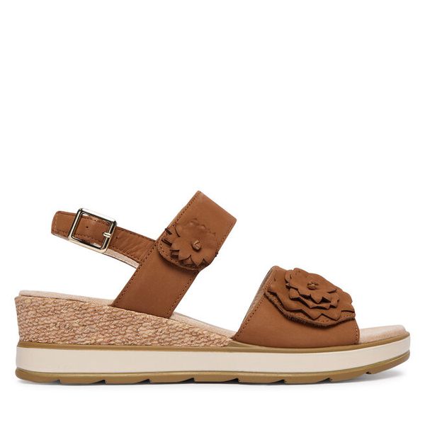 Sandały Caprice. Brązowe sandały damskie Caprice, bez wzorów, bez obcasa, na koturnie, bez zapięcia. Za 305.99 zł.