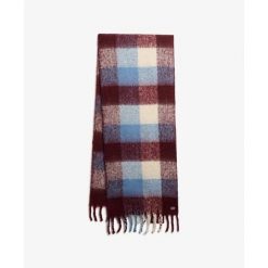 Szalik w kratę dla kobiet Superdry. Czerwone szaliki damskie Superdry, na zimę, z aplikacjami. Za 269.30 zł.