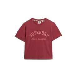 Damska koszulka o luźnym kroju Superdry Athletic Essentials. Brązowe bluzki damskie Superdry, bez wzorów, bez kołnierzyka, bez ramiączek. W wyprzedaży za 131.90 zł.