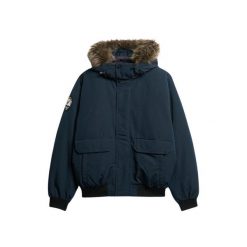 Kurtka bomber z syntetycznym futrem Superdry Everest. Niebieskie kurtki męskie Superdry, m, bez wzorów, z syntetyku, bez kaptura. W wyprzedaży za 668.55 zł.