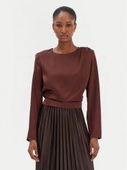 Rinascimento Bluzka CFC0126404003 Brązowy Regular Fit. Brązowe bluzki damskie Rinascimento, xs, bez wzorów, z syntetyku, bez kołnierzyka, bez ramiączek. Za 289.99 zł.