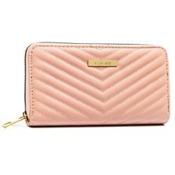 Różowy, duży portfel damski ze skóry ekologicznej w jodełkę zamykany suwakiem - 4U Cavaldi. Czerwone portfele damskie 4U Cavaldi, ze skóry ekologicznej. Za 45.00 zł.