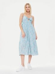 Pepe Jeans Sukienka letnia Mallory Print PL953533 Niebieski Regular Fit. Niebieskie sukienki damskie Pepe Jeans, na lato, xs, bez wzorów, z bawełny, bez kołnierzyka, bez ramiączek. Za 379.99 zł.