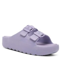 Klapki Gap. Fioletowe klapki damskie GAP, bez wzorów, bez obcasa, bez zapięcia. Za 129.99 zł.