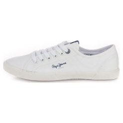 Pepe Jeans tenisówki męskie Aberman 2.1 45 biały. Białe trampki męskie Pepe Jeans, bez wzorów, z jeansu, bez zapięcia. Za 241.00 zł.