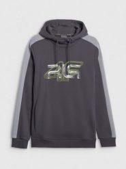 4F Bluza dresowa nierozpinana z kapturem męska 4F x Robert Lewandowski - szary M. Szare bluzy sportowe męskie 4F, m, bez wzorów, z dresówki, z kapturem, na fitness i siłownię. Za 199.99 zł.