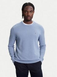 Tommy Hilfiger Sweter Essential MW0MW36347 Błękitny Regular Fit. Niebieskie swetry męskie Tommy Hilfiger, m, bez wzorów, z bawełny, bez kołnierzyka, bez ramiączek. Za 389.99 zł.