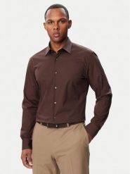 BOSS Koszula H-Hank 50469345 Brązowy Slim Fit. Brązowe koszule męskie Boss, m, bez wzorów, z bawełny, biznesowe, bez kołnierzyka, bez ramiączek. Za 399.99 zł.