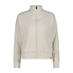 Kurtka damska z zamkiem i wysokim kołnierzem CMP. Białe kurtki sportowe damskie CMP, bez wzorów, bez ramiączek, bez kaptura, trekkingowe. Za 290.50 zł.