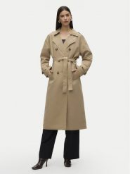 Vero Moda Trencz Chloe 10300263 Beżowy Regular Fit. Brązowe płaszcze damskie Vero Moda, xs, bez wzorów, z syntetyku, bez kołnierzyka, bez kaptura. Za 299.99 zł.
