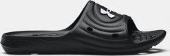 Under Armour Klapki męskie Locker IV Sl czarne r. 44 (3023758001-001). Czarne klapki męskie Under Armour, bez wzorów, bez zapięcia. Za 102.18 zł.