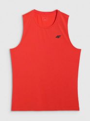 4F Tank top treningowy szybkoschnący męski - czerwony L. Czerwone koszulki sportowe męskie 4F, l, bez wzorów, z elastanu, bez ramiączek, na fitness i siłownię. Za 69.99 zł.