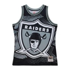 Koszulka NFL Mitchell & Ness Big Face 7.0 Fashion Oakland Raiders. Czarne bluzki damskie Mitchell & Ness, bez wzorów, sportowe, bez kołnierzyka, bez ramiączek. Za 348.50 zł.