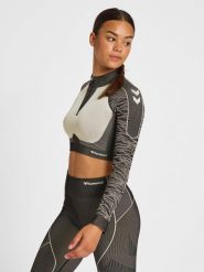 Damska bluza z zamkiem 1/2 crop Hummel MT Mila. Czarne bluzy damskie Hummel, na jesień, m, bez wzorów, z dzianiny, klasyczne, bez ramiączek, bez kaptura. Za 255.00 zł.