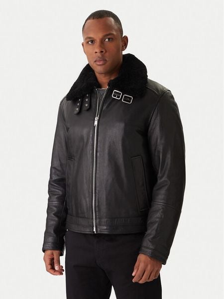 BOSS Kurtka skórzana H-Mupablo 50540917 Czarny Regular Fit. Czarne kurtki męskie Boss, m, bez wzorów, ze skóry, bez kaptura. Za 3,529.00 zł.