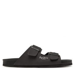 Klapki Pepe Jeans. Czarne klapki męskie Pepe Jeans, bez wzorów, z jeansu, bez zapięcia. Za 189.99 zł.