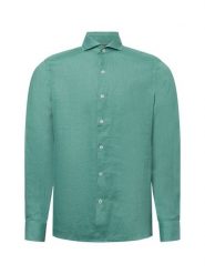 Nils Sundström koszula lniana na co dzień Mężczyźni Slim Fit len zielony, XXL. Zielone koszule męskie Nils Sundström, na lato, m, bez wzorów, ze lnu, eleganckie, bez kołnierzyka, bez ramiączek. Za 229.95 zł.