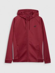 4F Bluza treningowa regular szybkoschnąca męska - czerwona M. Czerwone bluzy męskie 4F, m, bez wzorów, z dzianiny, z kapturem, na fitness i siłownię. Za 199.99 zł.