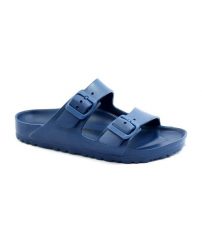 Klapki damskie Birkenstock Arizona Eva. Niebieskie klapki damskie Birkenstock, bez wzorów, z materiału, bez obcasa, bez zapięcia. Za 337.00 zł.