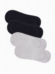 Skarpety męskie stopki 4-pak - szaro-czarne - Rozmiar: one size. Szare skarpety męskie Ombre Clothing, bez wzorów, z bawełny. W wyprzedaży za 19.99 zł.