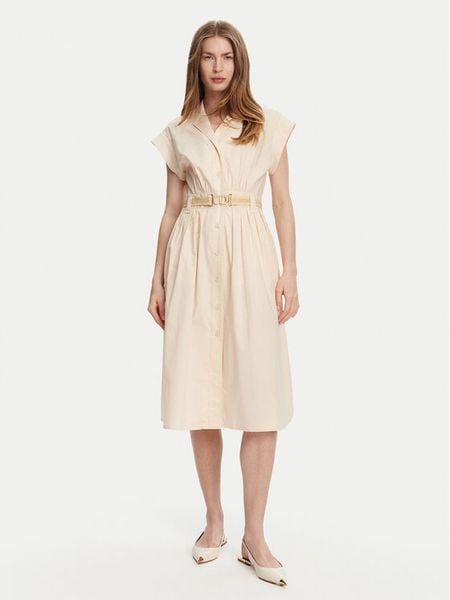 TWINSET Sukienka koszulowa 251TT2102 Różowy Loose Fit. Czerwone sukienki damskie Twinset, bez wzorów, z bawełny, bez kołnierzyka, bez ramiączek, koszulowe. Za 609.99 zł.