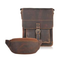 ZESTAW PREZENTOWY ZUP-98-HBR LISTONOSZKA MĘSKA BRĄZOWA T-91-HBR I SASZETKA T-89-HBR PAOLO PERUZZI. Brązowe saszetki i nerki męskie z materiału, na ramię. Za 339.99 zł.