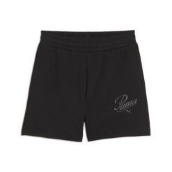 Damskie szorty z wysokim stanem ESS SCRIPT 5" PUMA Black. Czarne szorty damskie Puma, bez wzorów, z podwyższonym stanem. W wyprzedaży za 104.00 zł.