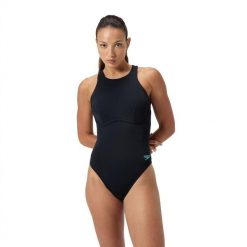 Strój kąpielowy jednoczęściowy damski na basen Speedo Racer Zip. Czarne stroje kąpielowe damskie Speedo, l, bez wzorów. Za 329.99 zł.