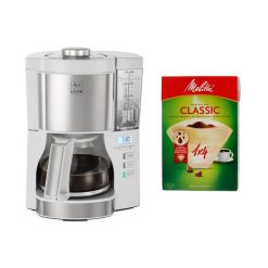 Zestaw ekspres Melitta Look V Timer biały 1025-07 + filtry. Białe ekspresy przelewowe Melitta. W wyprzedaży za 450.00 zł.