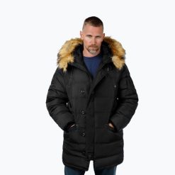 Kurtka zimowa męska Pitbull Kingston 2 Parka. Czarne kurtki męskie PITBULL, na zimę, m, bez wzorów, z materiału, bez kołnierzyka, bez kaptura. Za 369.99 zł.