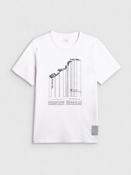 4F T-shirt regular z nadrukiem męski - biały S. Białe t-shirty męskie 4F, m, bez wzorów, z bawełny, bez kołnierzyka, bez ramiączek. Za 69.99 zł.