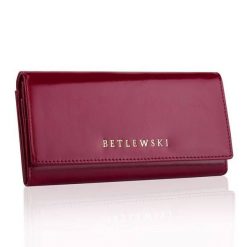 Portfel damski BETLEWSKI BPD-OL-100 bordowy. Czerwone portfele damskie Betlewski, ze skóry. Za 169.99 zł.