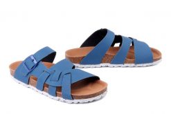 DR. BRINKMANN 701530-5 blau, klapki damskie. Niebieskie klapki damskie Dr. Brinkmann, bez wzorów, z materiału, bez obcasa, bez zapięcia. Za 157.17 zł.