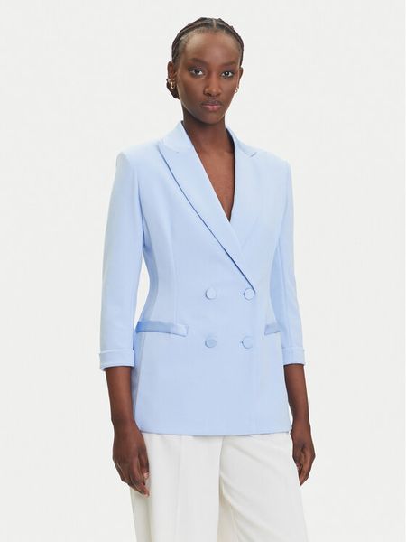 Imperial Marynarka JU25JAW Błękitny Slim Fit. Niebieskie marynarki i żakiety damskie Imperial, bez wzorów, z syntetyku, bez kołnierzyka, bez ramiączek. Za 349.99 zł.