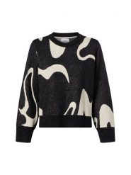 Nümph sweter z dzianiny - NUMitzy Kobiety Sztuczne włókno czarny|biały, XS. Białe swetry nierozpinane damskie Nümph, xs, bez wzorów, z dzianiny, eleganckie, bez kołnierzyka, bez ramiączek. Za 229.95 zł.