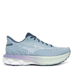Buty do biegania Mizuno. Niebieskie obuwie sportowe damskie Mizuno, bez wzorów, bez zapięcia, do biegania, mizuno wave. Za 449.99 zł.