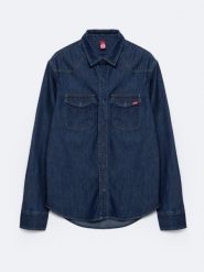 Koszula męska jeansowa granatowa Chuck 761. Niebieskie koszule męskie BIG STAR, l, bez wzorów, z denimu, sportowe, bez kołnierzyka, bez ramiączek. Za 279.99 zł.