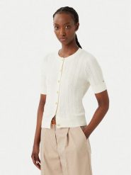 Tommy Hilfiger Kardigan Summer WW0WW50070 Kremowy Slim Fit. Białe kardigany damskie Tommy Hilfiger, xs, bez wzorów, z bawełny, bez kołnierzyka. Za 649.99 zł.