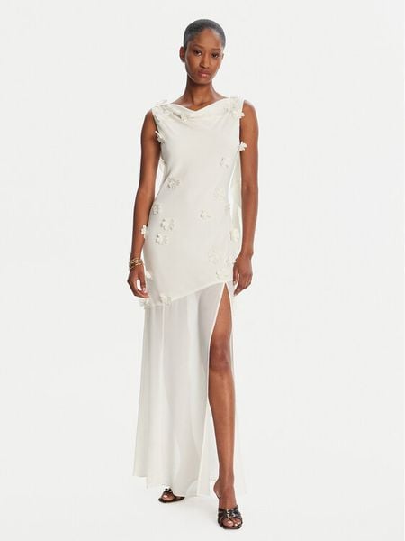 ROTATE Sukienka wieczorowa 113904857 Écru Slim Fit. Sukienki damskie ROTATE, bez wzorów, z syntetyku, wizytowe, bez kołnierzyka, bez ramiączek. Za 1,619.00 zł.